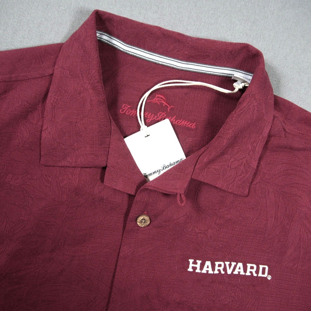 Harvard Tommy Bahama Silk Floral Jacquard Men Shirt L Hawaiian Aloha Academia